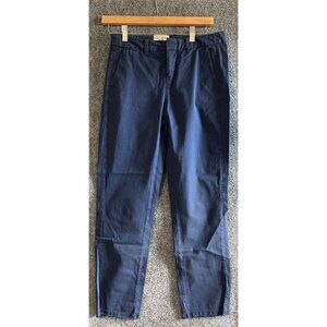 Nili Lotan East Hampton Pants Size 0 Washed Blue Cotton Trousers Raw Hem
